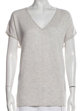 GREAT CONDTN Vince Light Grey V-Neck Short Cashmere Top (large)